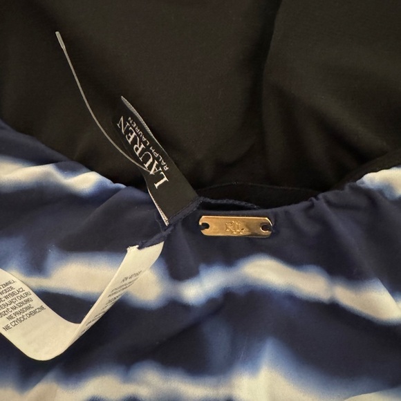 Lauren Ralph Lauren Halter One-Piece Swimsuit - Blue Shoreline Tie Dye Size 10 - Picture 6 of 14